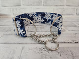 Glitter Snowflakes 2" Medium Chain Martingale Collar 12"-19"