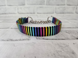 Neon Stripes 3/4" Small Chain Martingale Collar 10"-15"