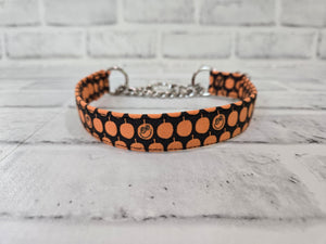 Happy Lil Pumpkins 3/4" Small Chain Martingale Collar 10"-15"