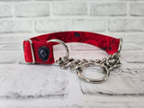 Red Poppy 1" Small Chain Martingale Collar 10"-15"