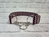 Black & Red Chevron 1.5" Large Chain Martingale Collar 17"-24"