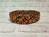 Candy Jack-o-Lantern 1.5" Large Martingale Dog Collar 17"-24"