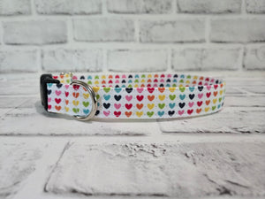 Rainbow Hearts 1" Medium Buckle Collar 12"-19"