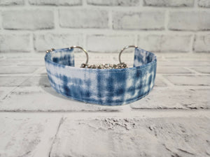 Blue Dye 1.5" Medium Chain Martingale Dog Collar 12"-19"