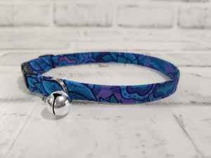 Blue and Purple Floral 3/8" Cat Collar