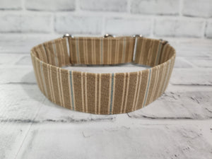 Tan Stripes 1.5" Medium Martingale Collar 12"-19"