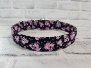 Pink Roses 1" Medium Martingale Collar 12"-19"