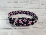 Pink Roses 1" Medium Martingale Collar 12"-19"