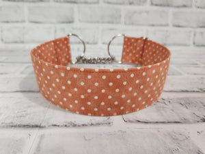 Peach Polka Dot 2" Large Chain Martingale Collar 17"-24"