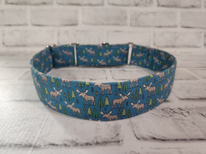 Woodland Moose 1.5" Large Martingale Dog Collar 17"-24"