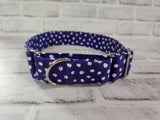 Purple Polka Dot 1.5" Large Martingale Dog Collar 17"-24"
