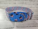 Patriotic Two Tone 2" XL Martingale Dog Collar 17"-28"