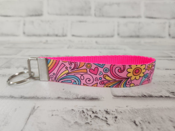 Happy Day Nylon Wristlet Keychain