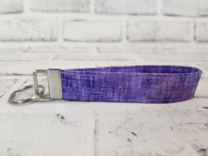 Purple Fabric Wristlet Keychain