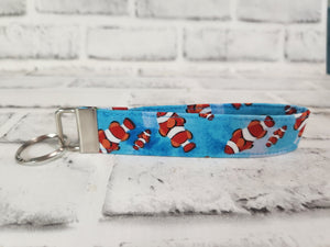 Clown Fish Fabric Wristlet Keychain
