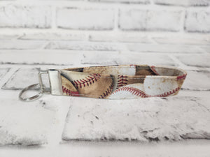 Vintage Baseball Fabric Wristlet Keychain