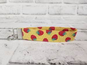 Strawberry Fabric Wristlet Keychain