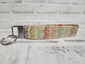 Vintage Elegance Fabric Wristlet Keychain