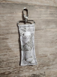 Silver Roses Chapstick Holder