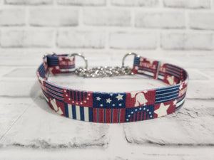 America 1" Medium Polyester Chain Martingale Collar 12"-19"