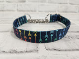 Rainbow Arrows 1" Medium Polyester Chain Martingale Collar 12"-19"