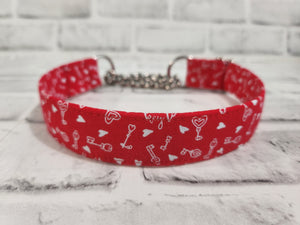 Key To My Heart 1" Medium Chain Martingale Collar 12"-19"