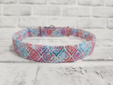 Pretty Pink and Blue 1" Large Martingale Collar 17"-24"