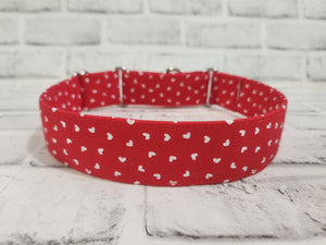 Tiny Hearts 1.5" Large Martingale Dog Collar 17"-24"