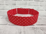 Red and White Hearts 2" Large Martingale Dog Collar 17"-24"