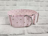 Pink with Gold Hearts 2" Large Martingale Dog Collar 17"-24"