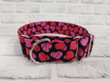 Hearts 2" Large Martingale Dog Collar 17"-24"