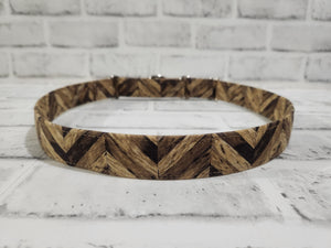 Woodgrain Herringbone 1" XL Martingale Collar 19"-28"