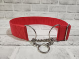 Red 2" XL Chain Martingale Dog Collar 17"-28"