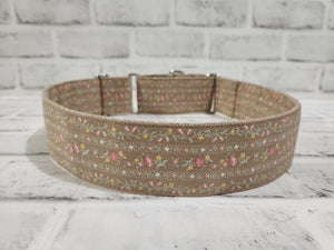 Vintage Floral Stripes 2" XL Martingale Dog Collar 17"-28"