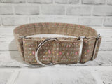 Vintage Floral Stripes 2" XL Martingale Dog Collar 17"-28"