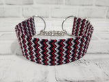 Black and Red Chevron 2" Medium Chain Martingale Collar 12"-19"