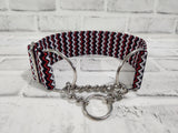 Black and Red Chevron 2" Medium Chain Martingale Collar 12"-19"