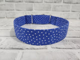 Blue Polka Dot 2" XL Martingale Dog Collar 17"-28"