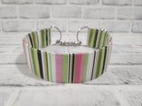 Light Green and Pink Stripes 2" Large Chain Martingale Collar 17"-24"