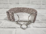 Vintage Brown Floral 2" Large Chain Martingale Collar 17"-24"