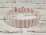 Pink and White Stripes 1" Large Martingale Collar 17"-24"