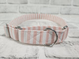 Pink and White Stripes 1" Large Martingale Collar 17"-24"