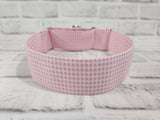 Pink and White Gingham 2" Large Martingale Dog Collar 17"-24"