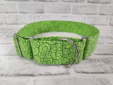 Lime Green Swirls 2" XL Martingale Dog Collar 17"-28"