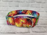 Rainbow Galaxy 2" XL Martingale Dog Collar 17"-28"