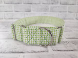 Daisy Picnic Green 2" XL Martingale Dog Collar 17"-28"