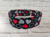 Valentine Doodle Hearts 2" Large Martingale Dog Collar 17"-24"