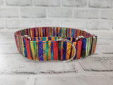 Rainbow Stripes 1.5" Large Martingale Dog Collar 17"-24"