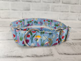 Floral Mushroom Fields 1.5" Large Martingale Dog Collar 17"-24"