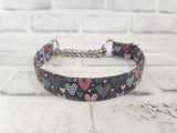 Doodle Hearts 3/4" Small Chain Martingale Collar 10"-15"